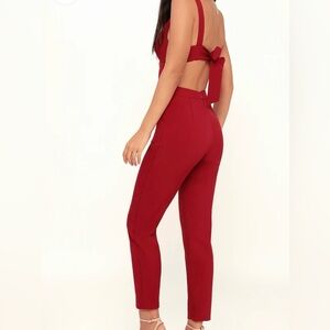 Lulus Red Jumpsuit with Tie Back detail